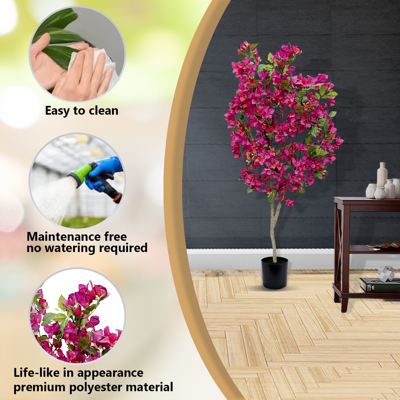 5Ft Blooming Bougainvillea Glabra  Paperflower - Artificial Plant