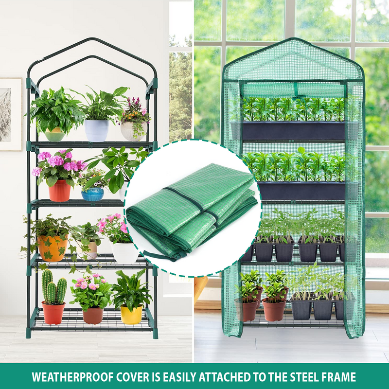 4 Tier Weatherproof Green House with Shelves