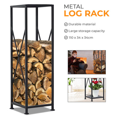 Metal Firewood Log Holder Rack for Fireplace