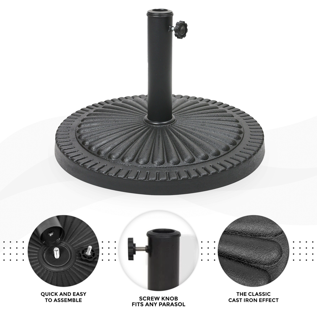14kg Concrete Round Parasol Base - Black