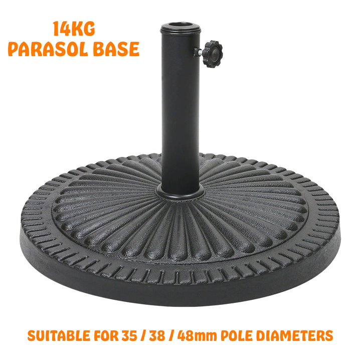 14kg Concrete Round Parasol Base - Black