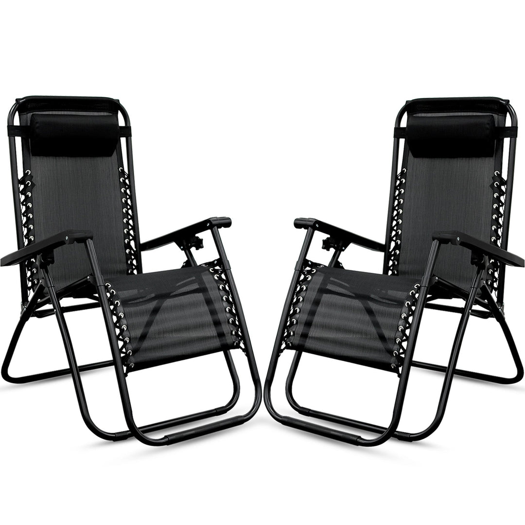 Set of 2 Zero Gravity Chair Sun lounger with Cup Holder