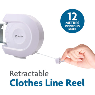 12 Meter Washing Line Reel Retractable - White