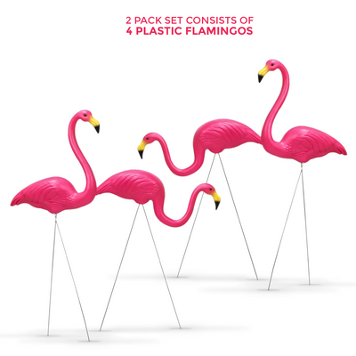 2-Pcs Garden Pink Flamingo Bird