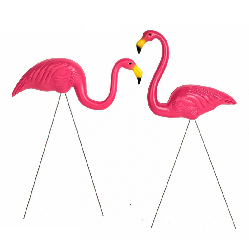 2-Pcs Garden Pink Flamingo Bird