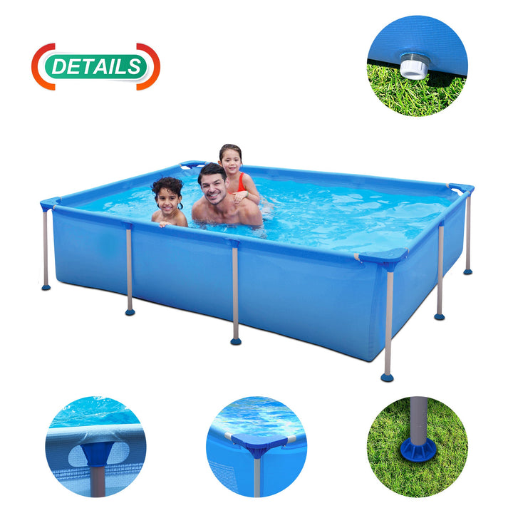 8.5 Feet Rectangular Small Frame Above Ground Swimming Pool - Blue