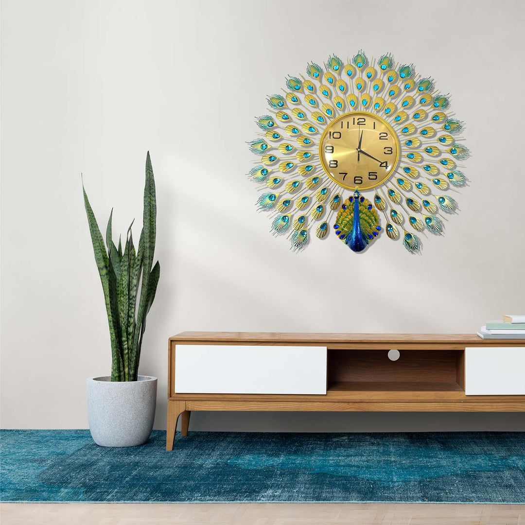 Peacock Wall Clock - 70cm