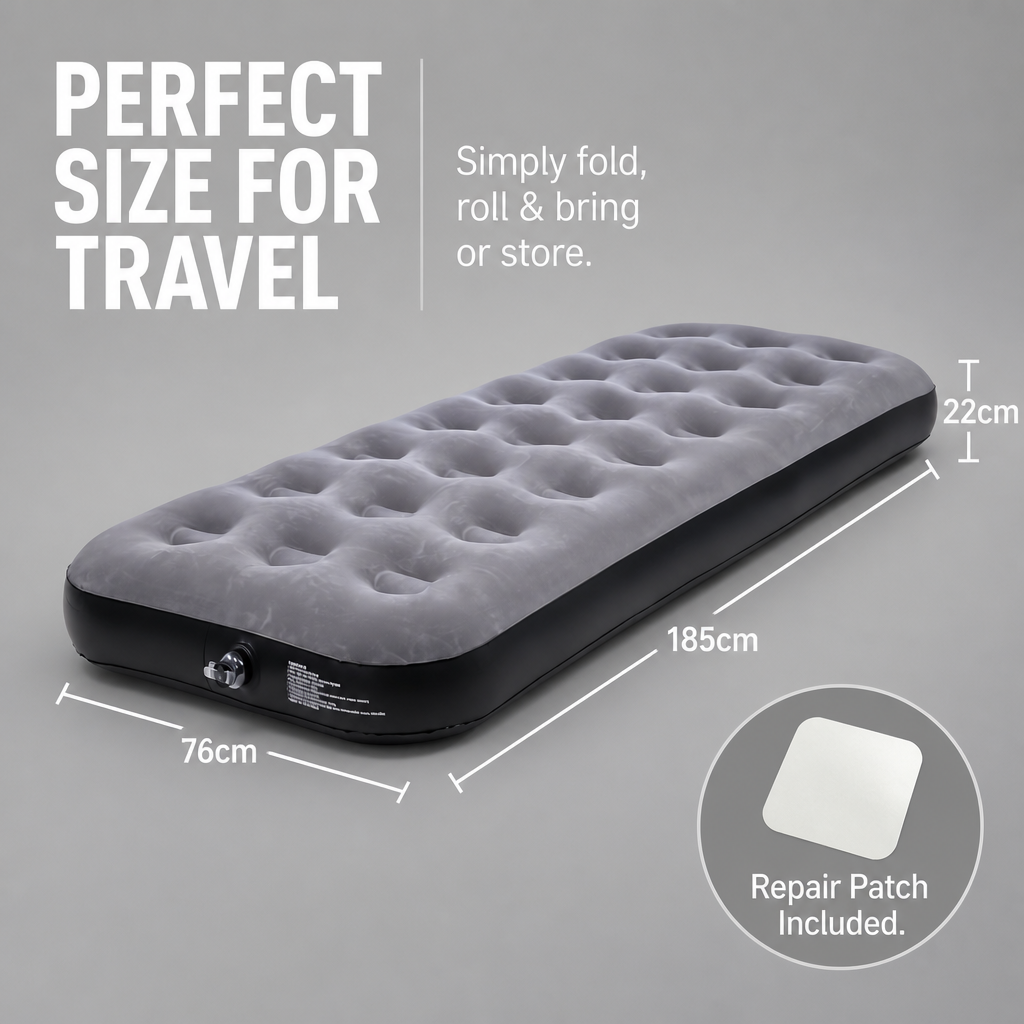 Camping Flocked Airbed Grey
