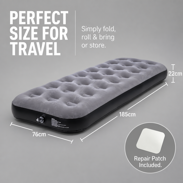 Camping Flocked Airbed Grey