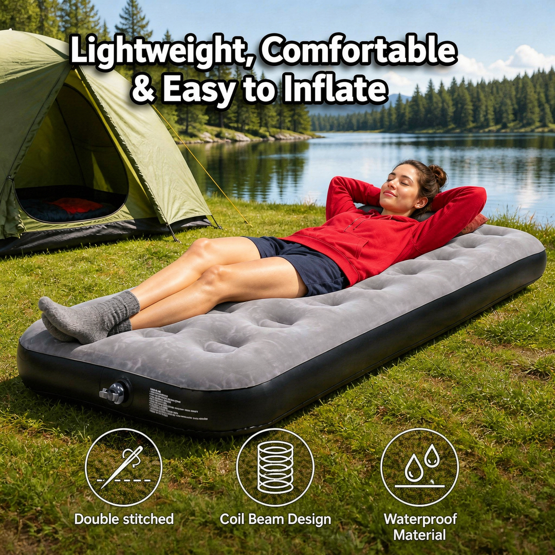 Camping Flocked Airbed Grey