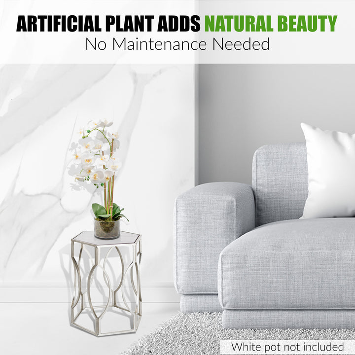 White Artificial Orchid Plant Transparent Pot