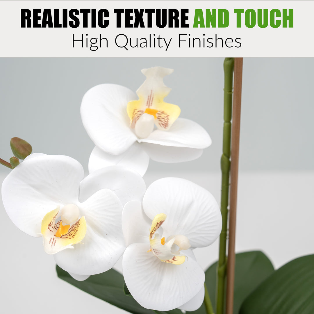 White Artificial Orchid Plant Transparent Pot