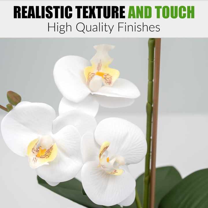 White Artificial Orchid Plant Transparent Pot