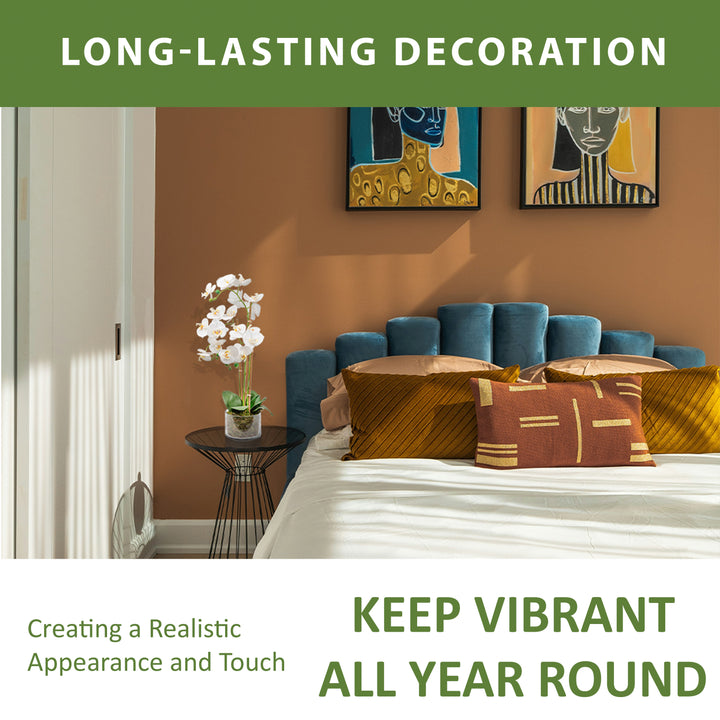 White Artificial Orchid Plant Transparent Pot