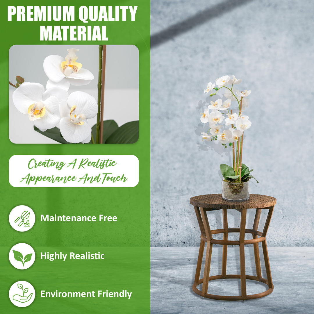 White Artificial Orchid Plant Transparent Pot