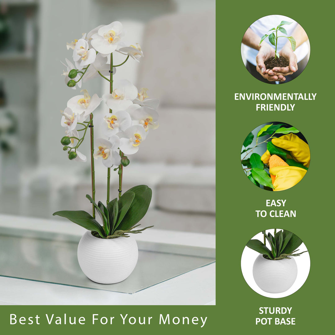 60cm Artificial White Realistic Orchid Flower