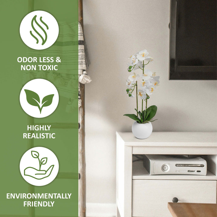 60cm Artificial White Realistic Orchid Flower