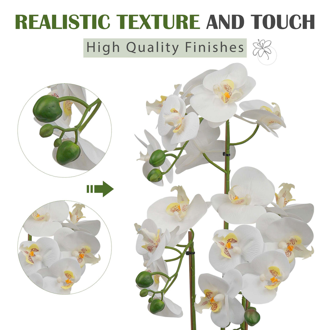 60cm Artificial White Realistic Orchid Flower