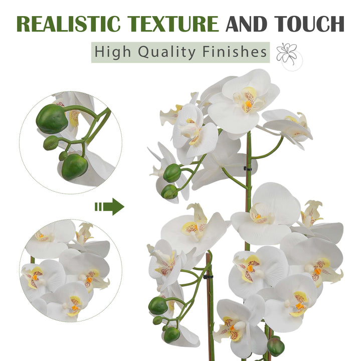 60cm Artificial White Realistic Orchid Flower