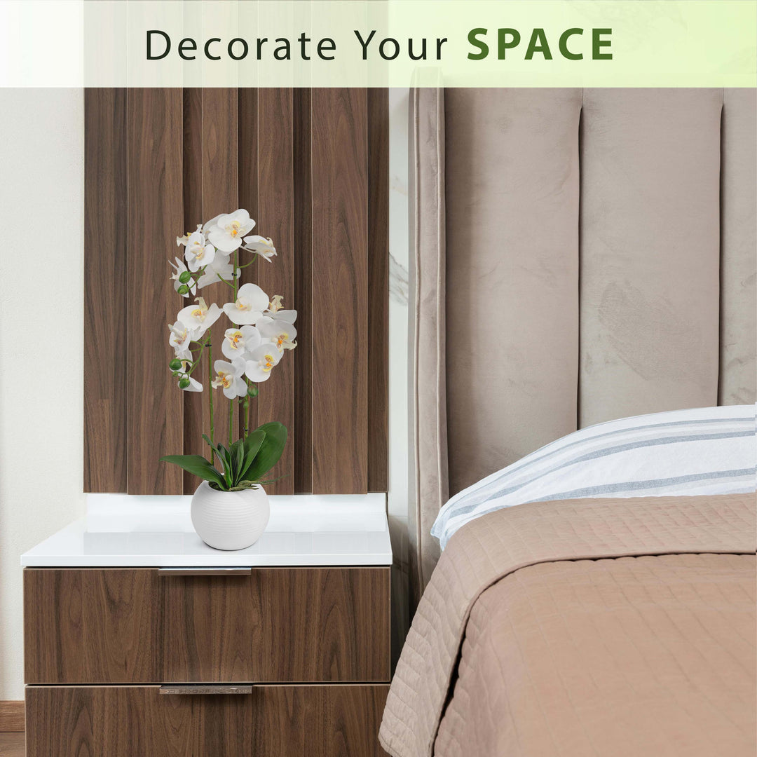 60cm Artificial White Realistic Orchid Flower