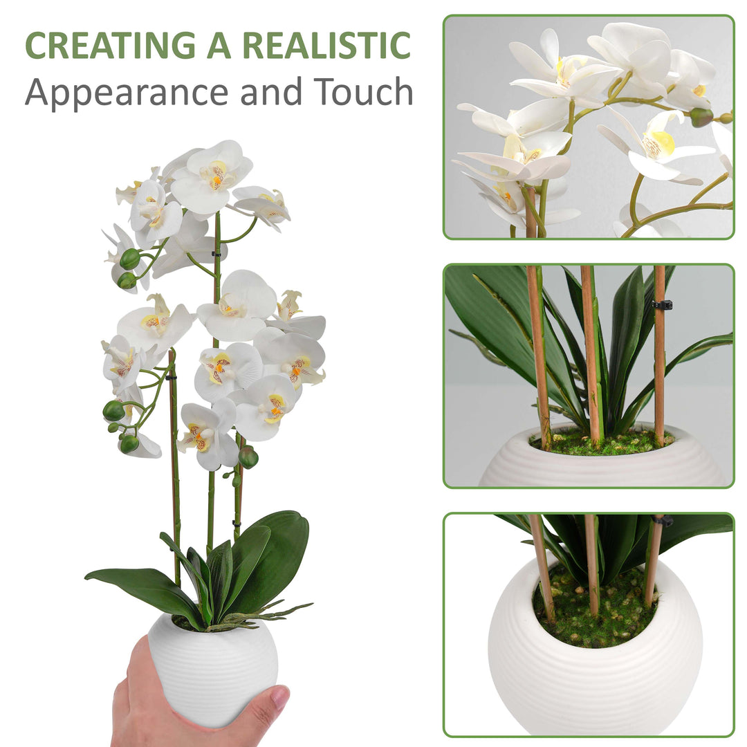 60cm Artificial White Realistic Orchid Flower