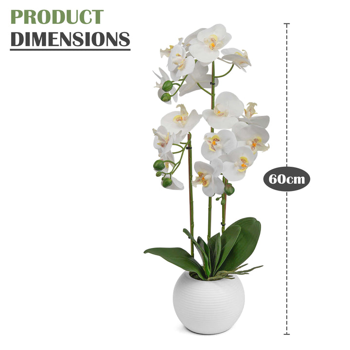 60cm Artificial White Realistic Orchid Flower