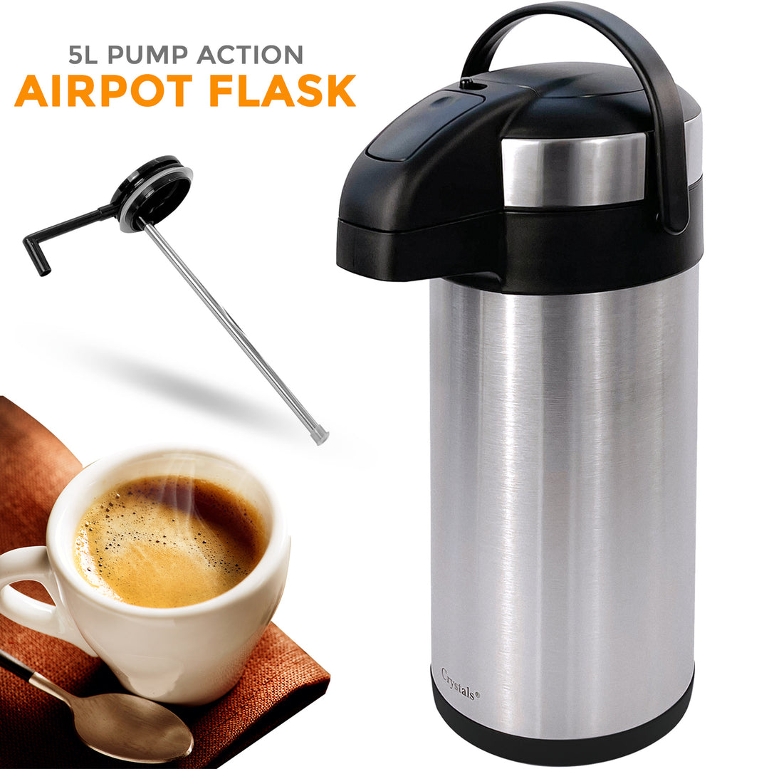 Stainless Steel Tea Coffee Flask Pump Action Thermos Dennyshop