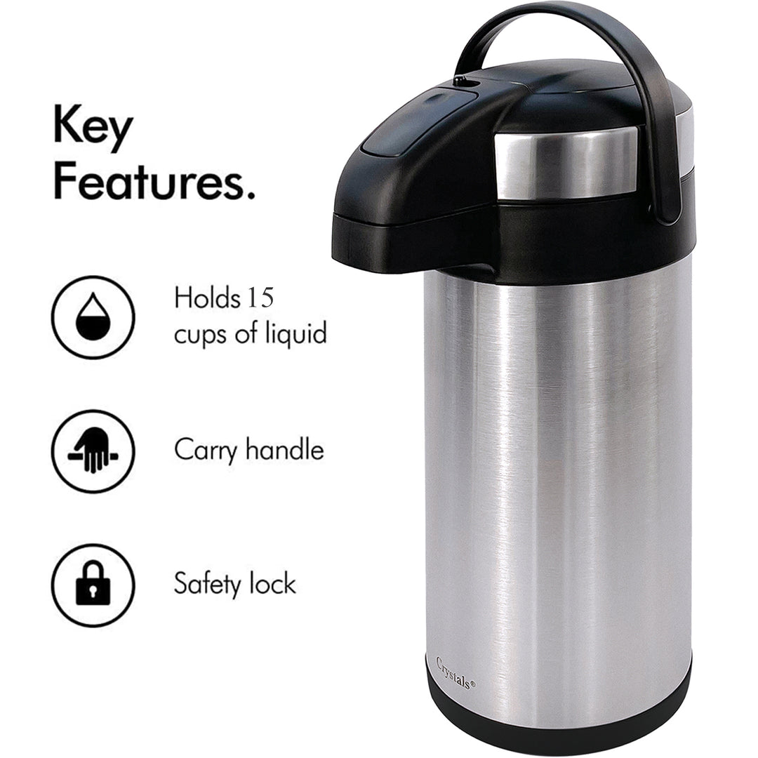Stainless Steel Tea Coffee Flask Pump Action Thermos Dennyshop