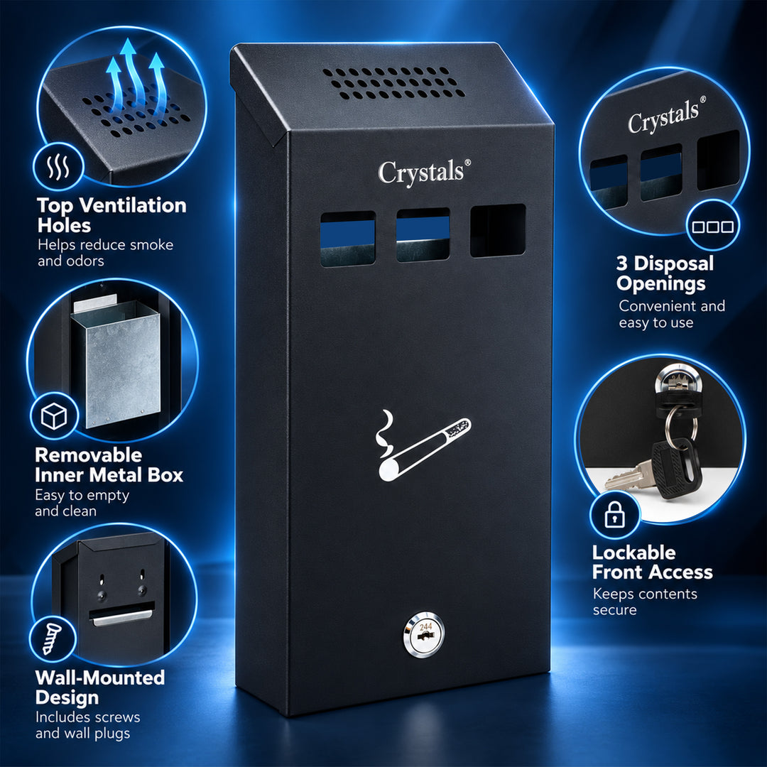 Lockable Wall-Mounted Ashtray Bin
