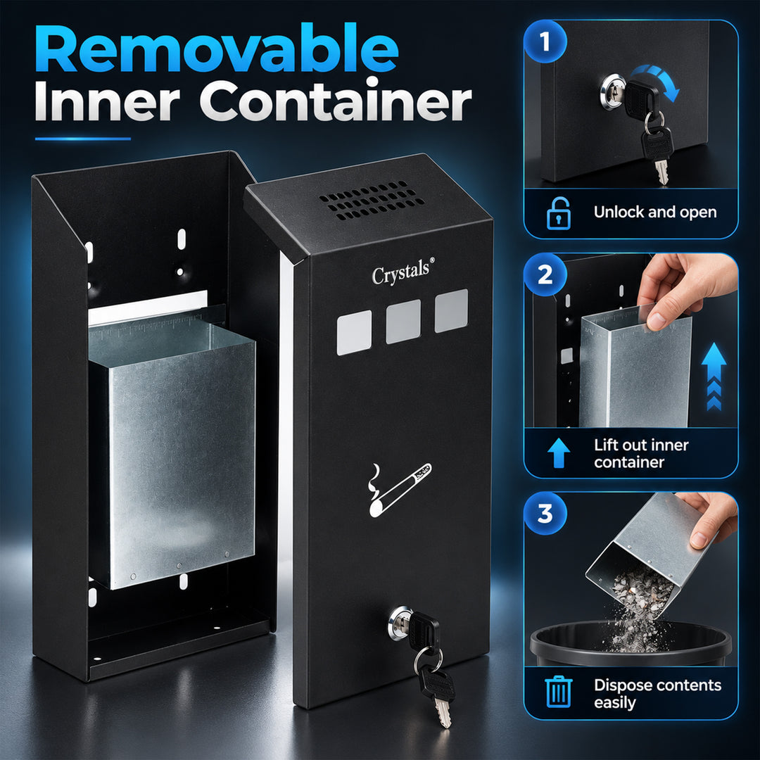 Lockable Wall-Mounted Ashtray Bin