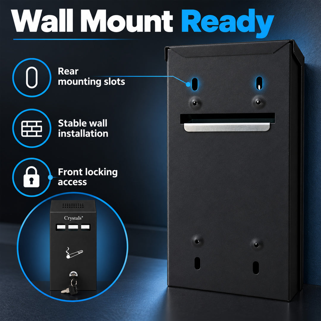 Lockable Wall-Mounted Ashtray Bin