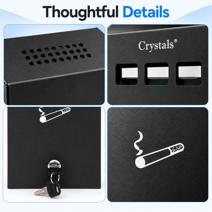 Lockable Wall-Mounted Ashtray Bin