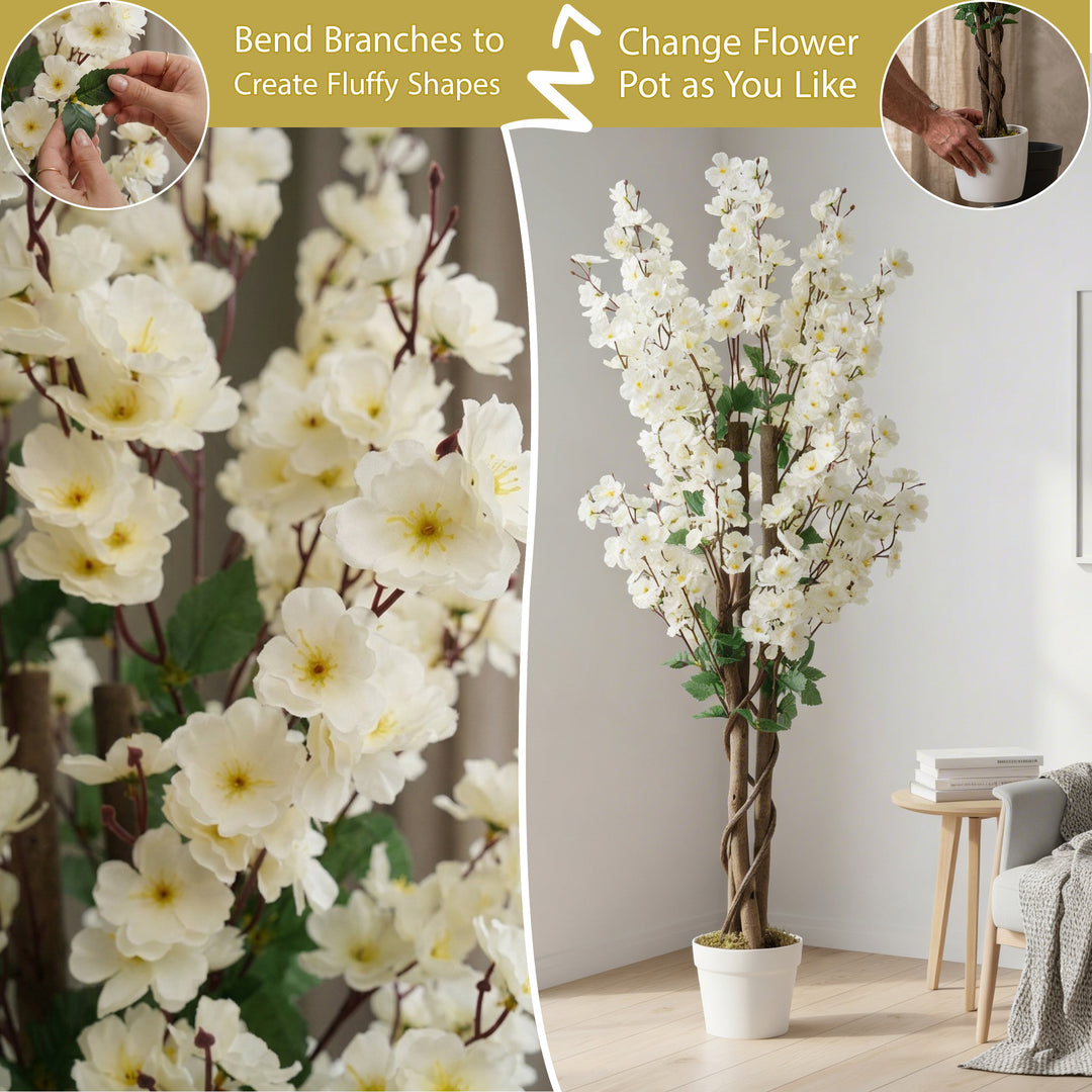 Artificial Cherry Blossom Tree Realistic White