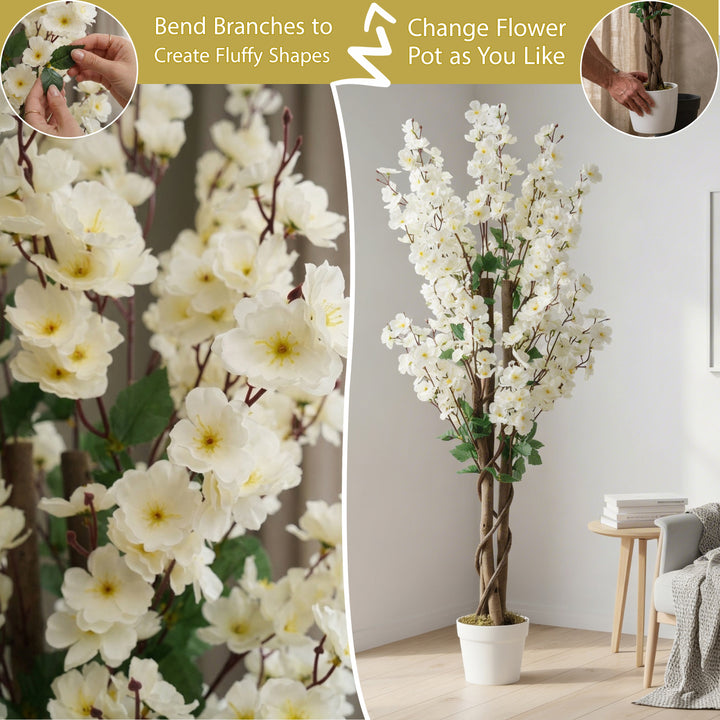 Artificial Cherry Blossom Tree Realistic White