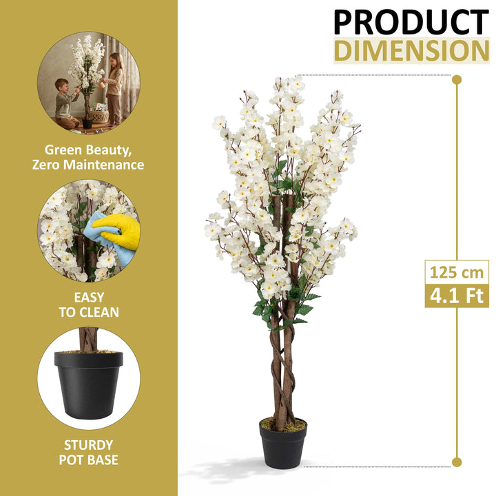 Artificial Cherry Blossom Tree Realistic White