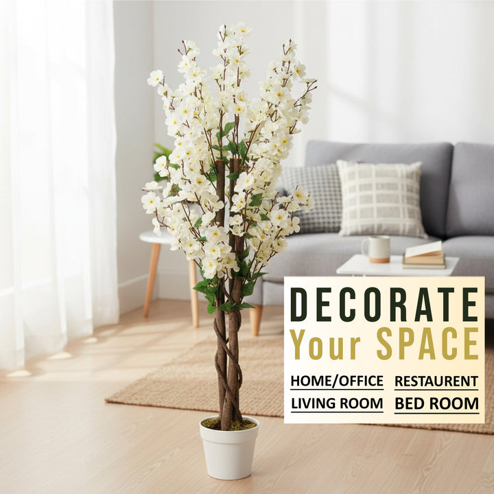 Artificial Cherry Blossom Tree Realistic White