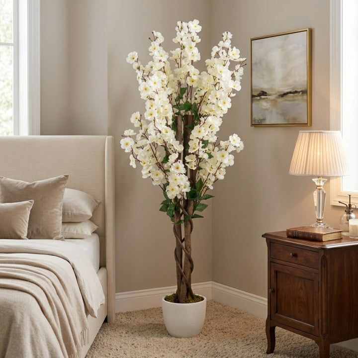 Artificial Cherry Blossom Tree Realistic White