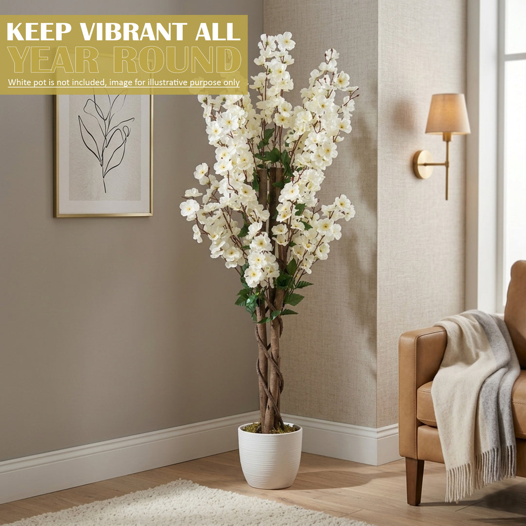 Artificial Cherry Blossom Tree Realistic White