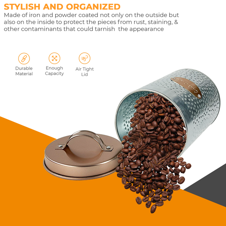 5PCs Metal Bread Bin Storage Box - Sliver/Golden