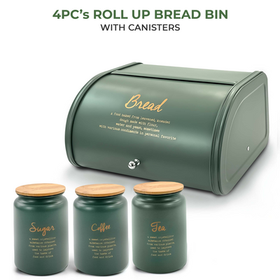 4PCs Metal Bread Bin Storage Box - Green