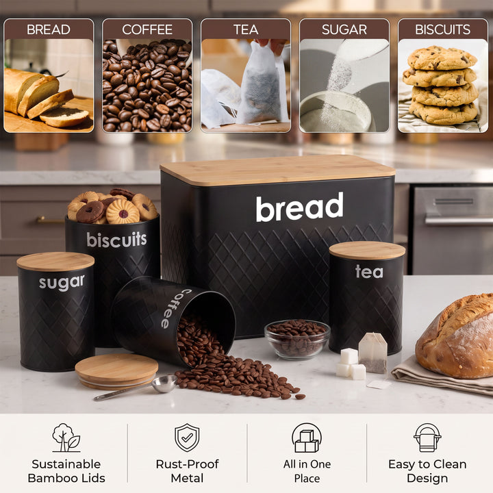 5pc Kitchen Storage Set Bread Bin