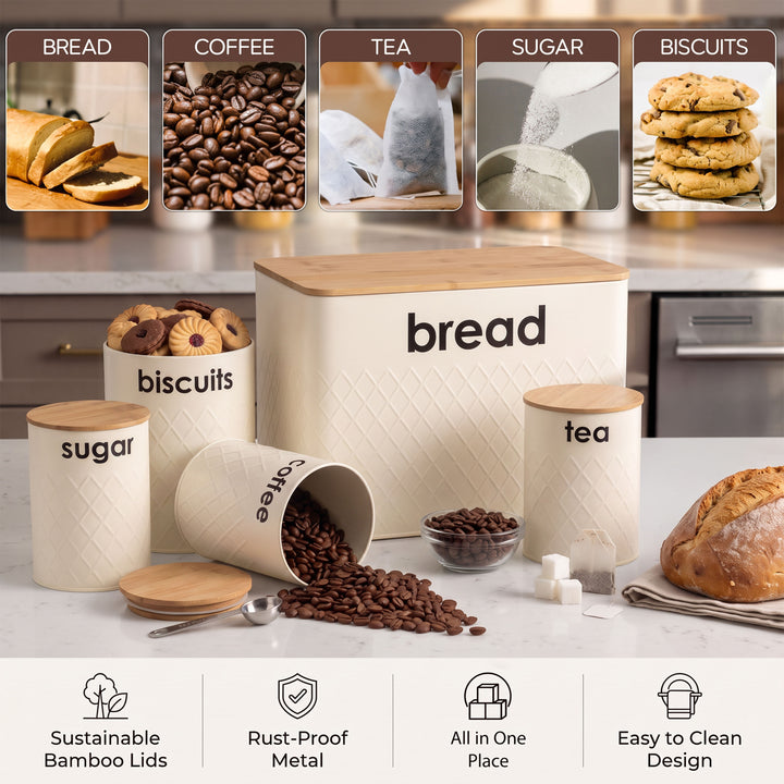 5pc Kitchen Storage Set Bread Bin