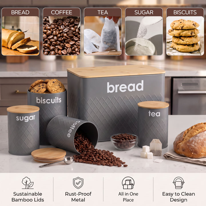 5pc Kitchen Storage Set Bread Bin