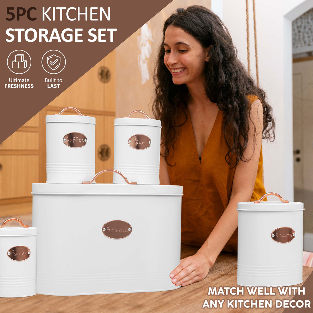 5 Pices Kitchen Food Storage Bread Bin