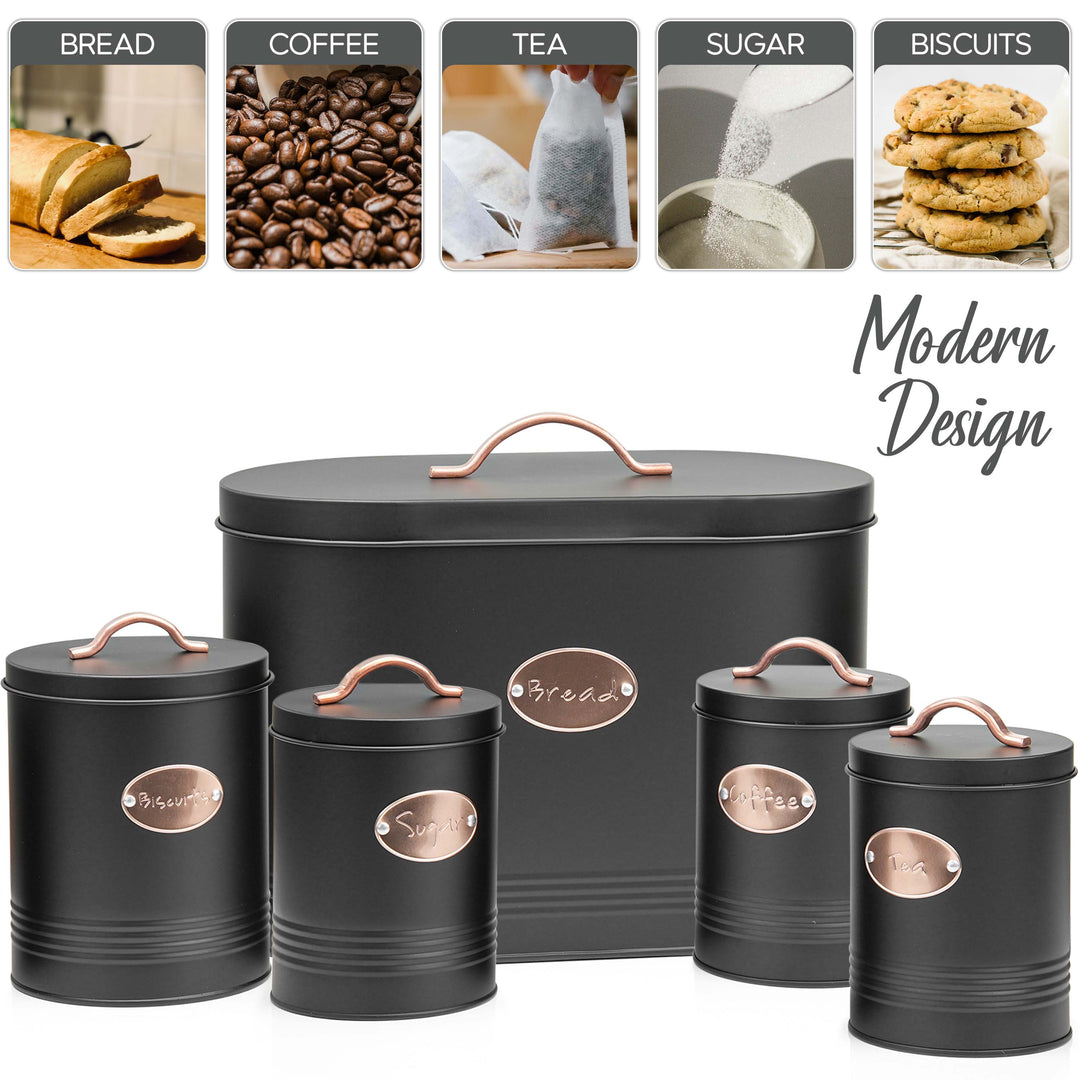 5 Pices Kitchen Food Storage Bread Bin