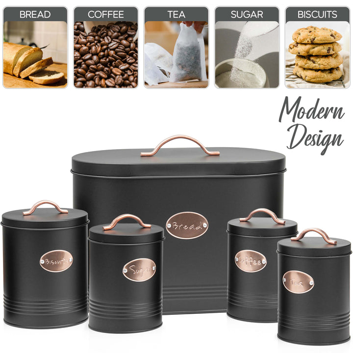 5 Pices Kitchen Food Storage Bread Bin