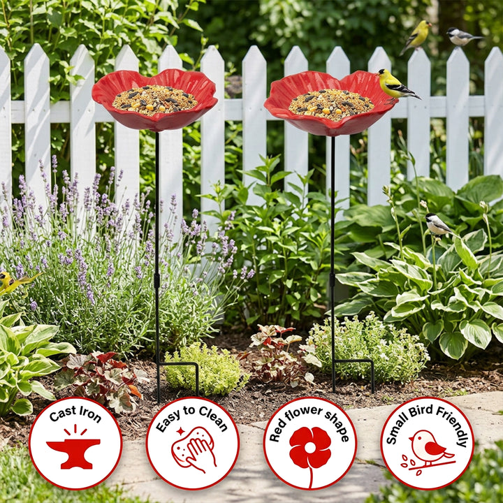 Set of 2 Cast Iron Bird Bath Feeders
