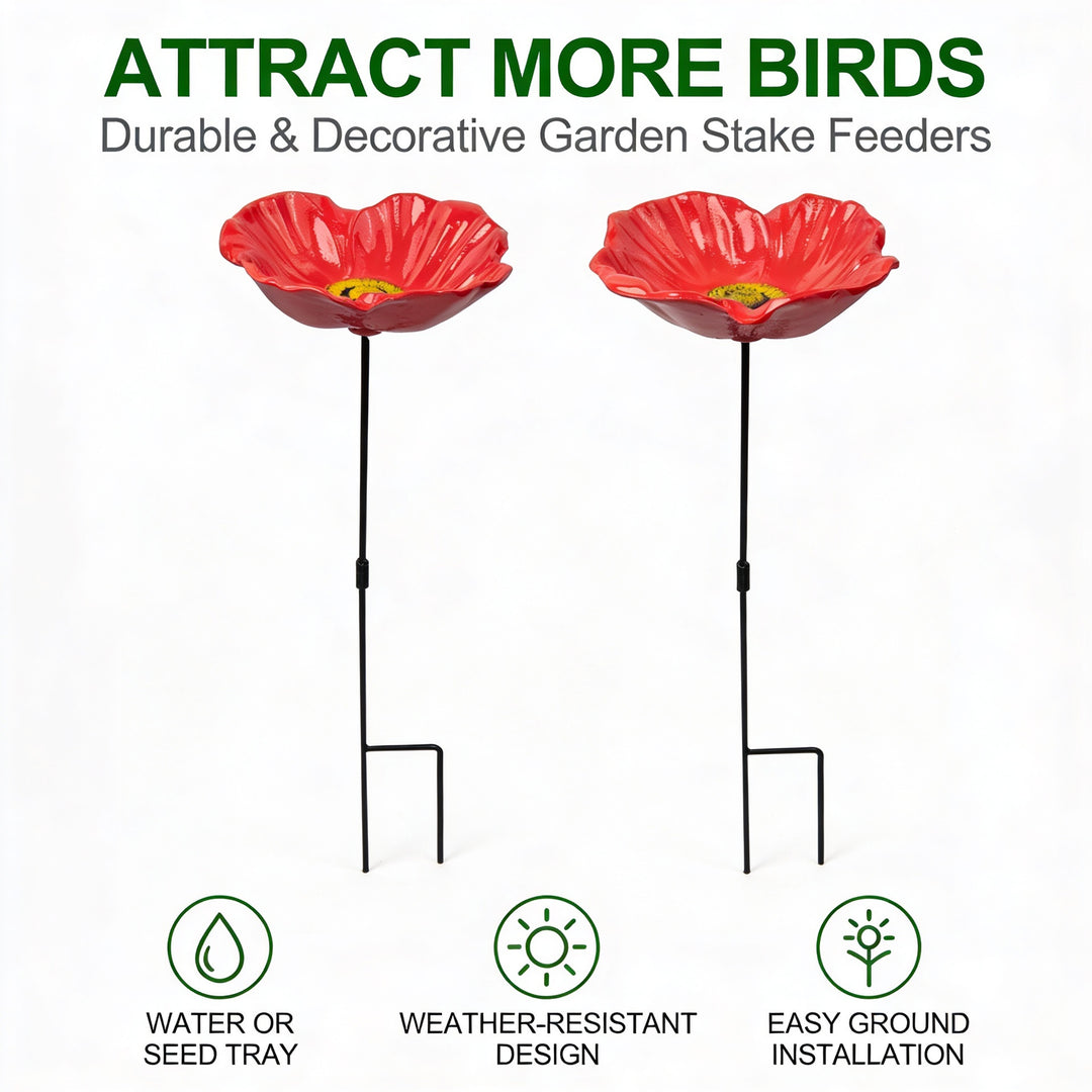 Set of 2 Cast Iron Bird Bath Feeders