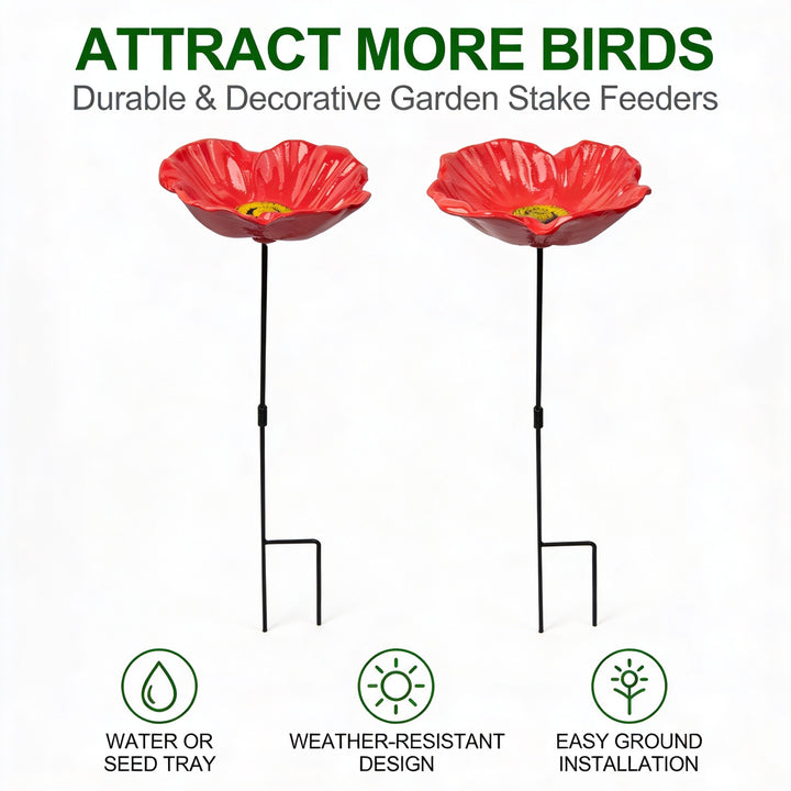 Set of 2 Cast Iron Bird Bath Feeders