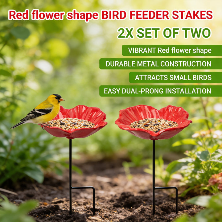 Set of 2 Cast Iron Bird Bath Feeders